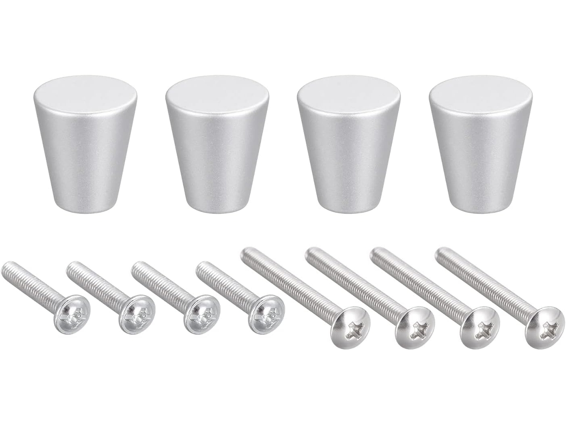 Juego de 4 tiradores para cajones de aluminio plateado de 20x23 mm CHABERLU