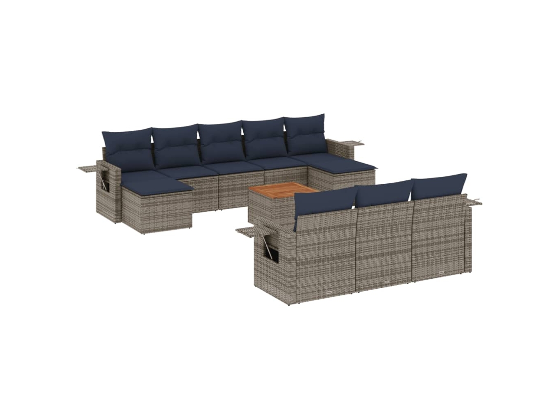 Maison Exclusive - Conjunto De Sofá De Jardín De 11 Piezas Con Cojines, Poliratán Gris