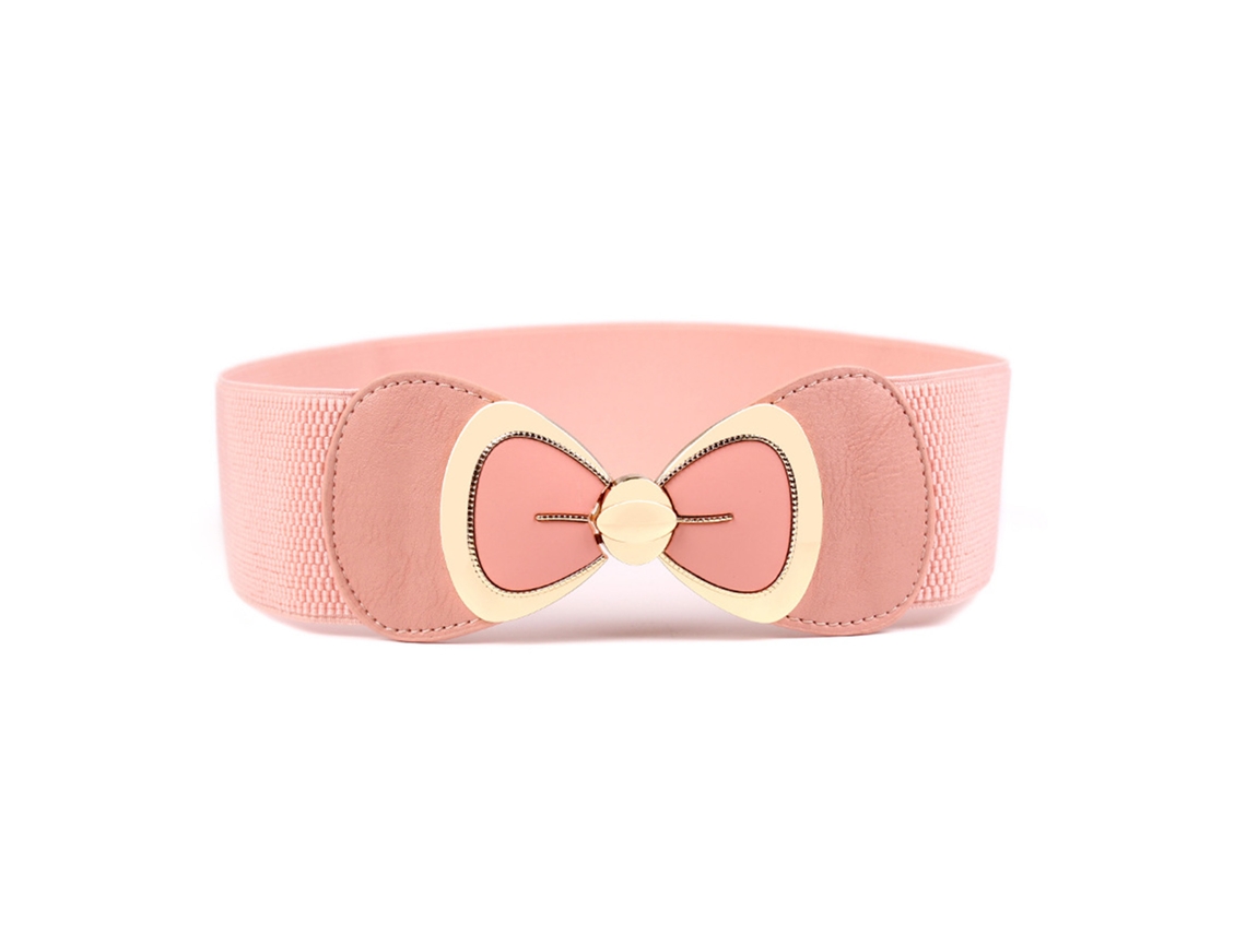 Cinturón Elástico Para Mujer Con Lazo - Versátil Para Vestidos - Accesorio De Moda - Rosa - Talla Única