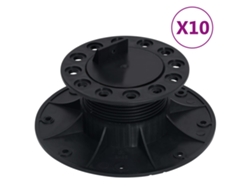 Conjunto 10 Pie de plataforma ajustable VIDAXL Negro Polipropileno