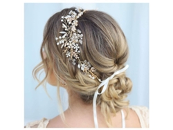 Tiara Nupcial Con Diamantes De Imitación Dorados, Tocado Hecho A Mano, Accesorio Para Novias Y Damas De Honor.