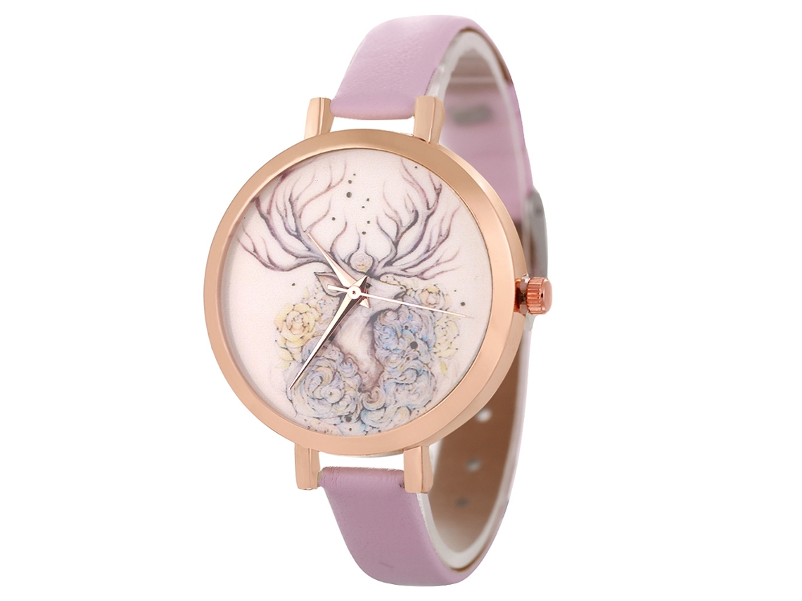 Reloj De Pulsera Analógico De Cuarzo Para Mujer Con Esfera Redonda, Color Rosa A La Moda.