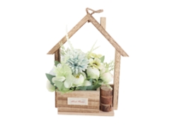 Cesta decorativa de pared con flores artificiales