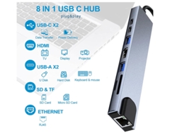 Adaptador concentrador USB C Yizhood gris