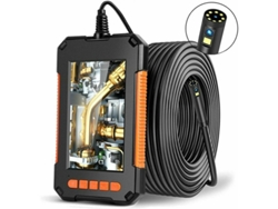 Cámara de inspección endoscópica con pantalla nítida, boroscopio de cable semirrígido con luces LED ajustables, lente dual HD de 1080p para inspecciones visuales.