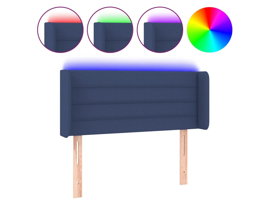 Cabecero con luces LED, tela azul, MAISON EXCLUSIVE (93x16x78 cm)