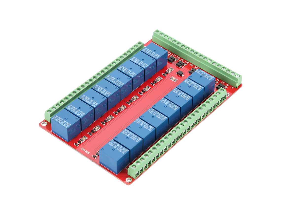 Módulo De Relé Aislado De 16 Canales, Placa De Interfaz, Activación Por Nivel Alto/bajo (12 V Cc)