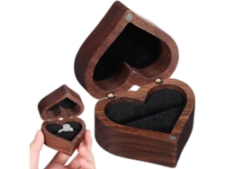 Joyería Madera Forma Corazón Sencilla Organizador Anillos Pequeña Diario Caja Tapa Boda Uso