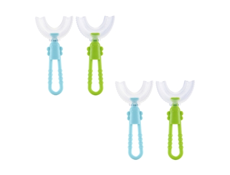 4 paquetes de cepillos de dientes en forma de U para niños con cerdas de silicona masaje cepillo de dientes para niños pequeños -estilo 2