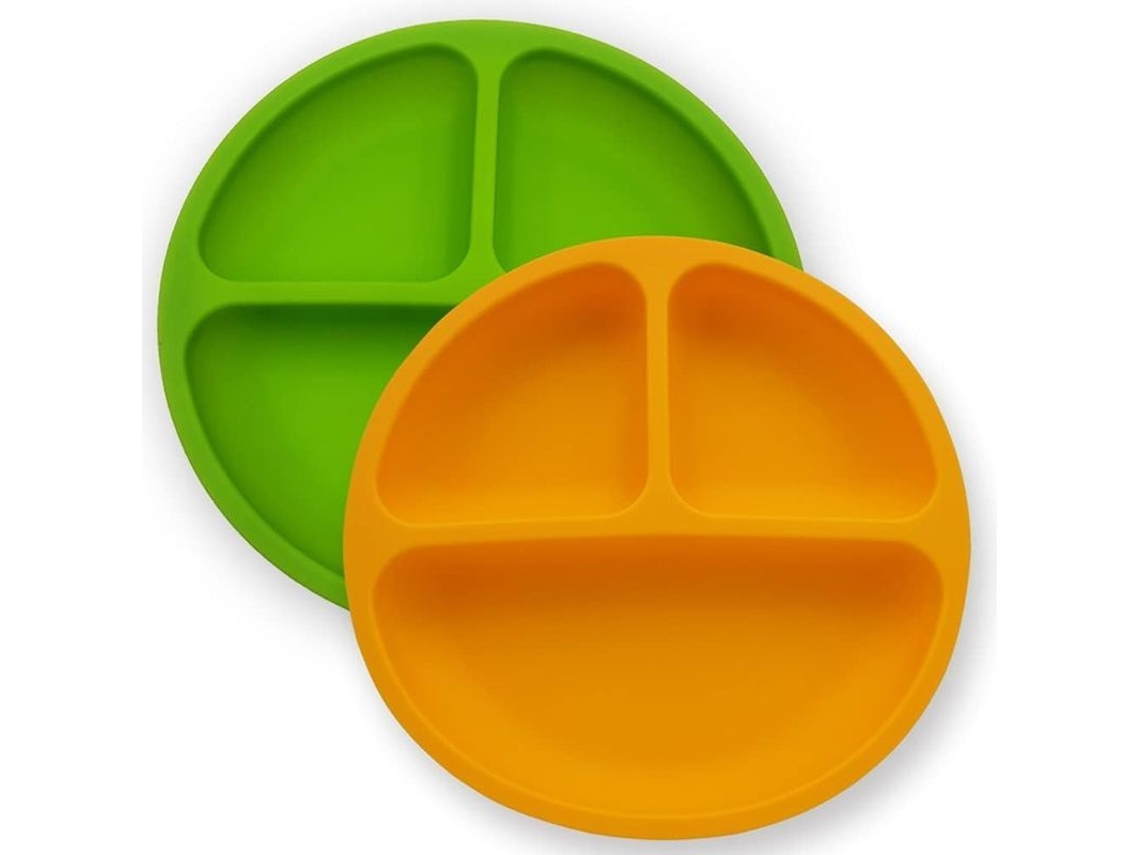 Juego De 2 Platos De Silicona Para Bebés Con Separadores: Platos Y Cuencos Seguros Para La Lactancia Materna.