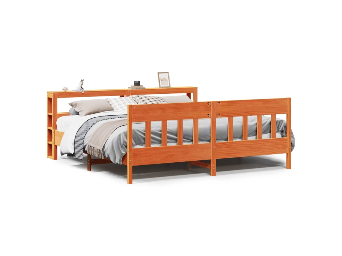 Maison Exclusive - Cama Sin Colchón Madera Maciza De Pino Marrón Cera 180x200 Cm