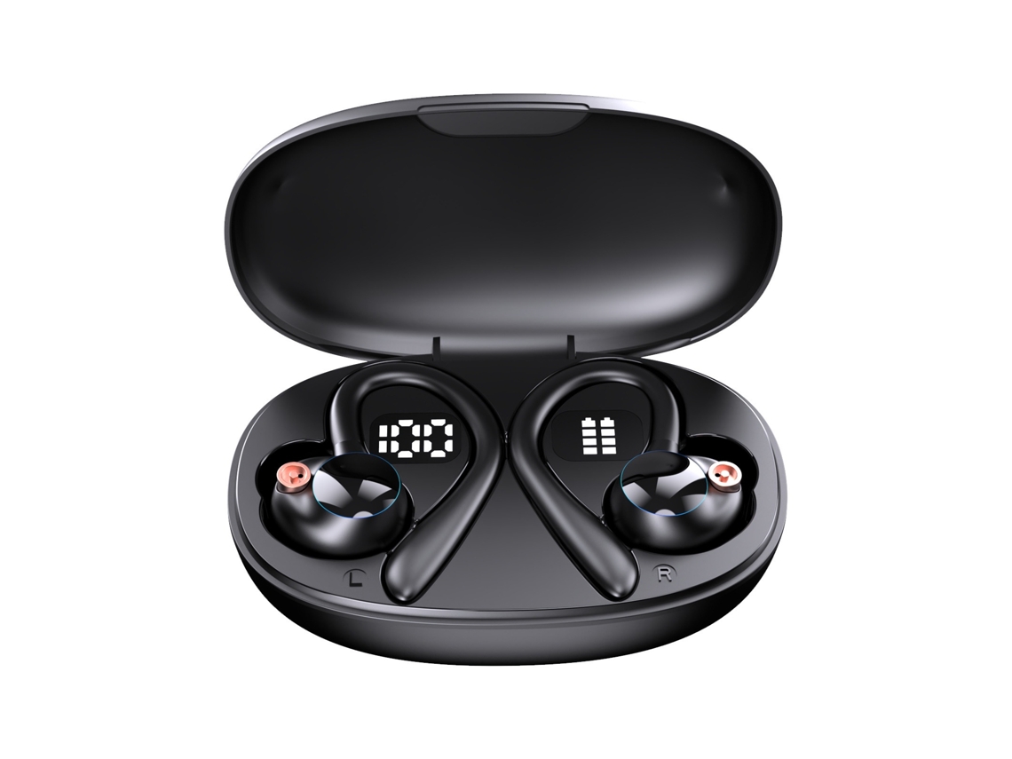 Auriculares inalámbricos estéreo Bluetooth 5.3 con micrófono, HD, para deportes, negros