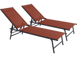 Juego de 2 tumbonas metálicas Sublima de 180 x 54 x 104 cm, terracota, Habitat Et Jardin