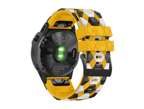 Correa de Silicona patrón de fútbol 22mm para Garmin Fenix 7/Descent G1/Epix Gen2 - amarillo