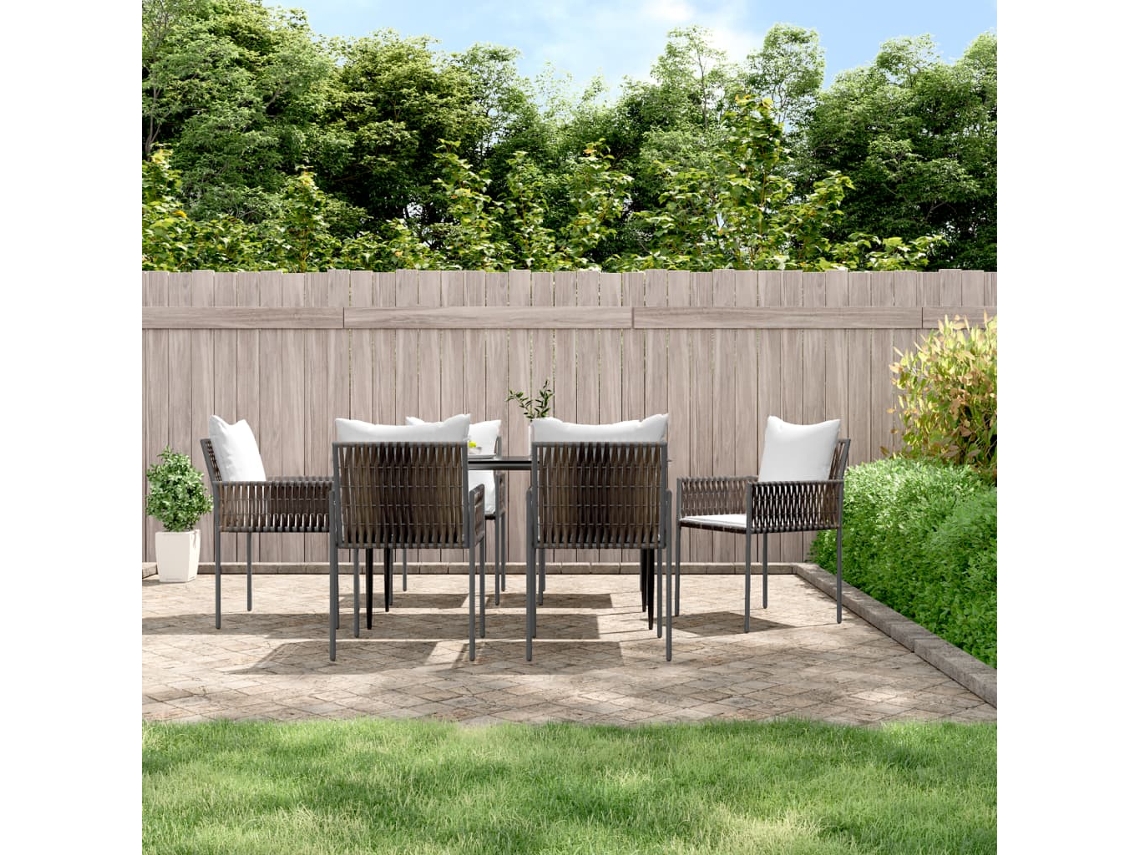 Sillas de jardín con cojines (6 unidades, 54 x 61 x 83 cm, mimbre marrón, PE, DKD Home Decor)
