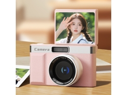Cámara digital de alta definición, rosa, 32 GB de memoria + lector de tarjetas + 2 adaptadores Android YUNZII