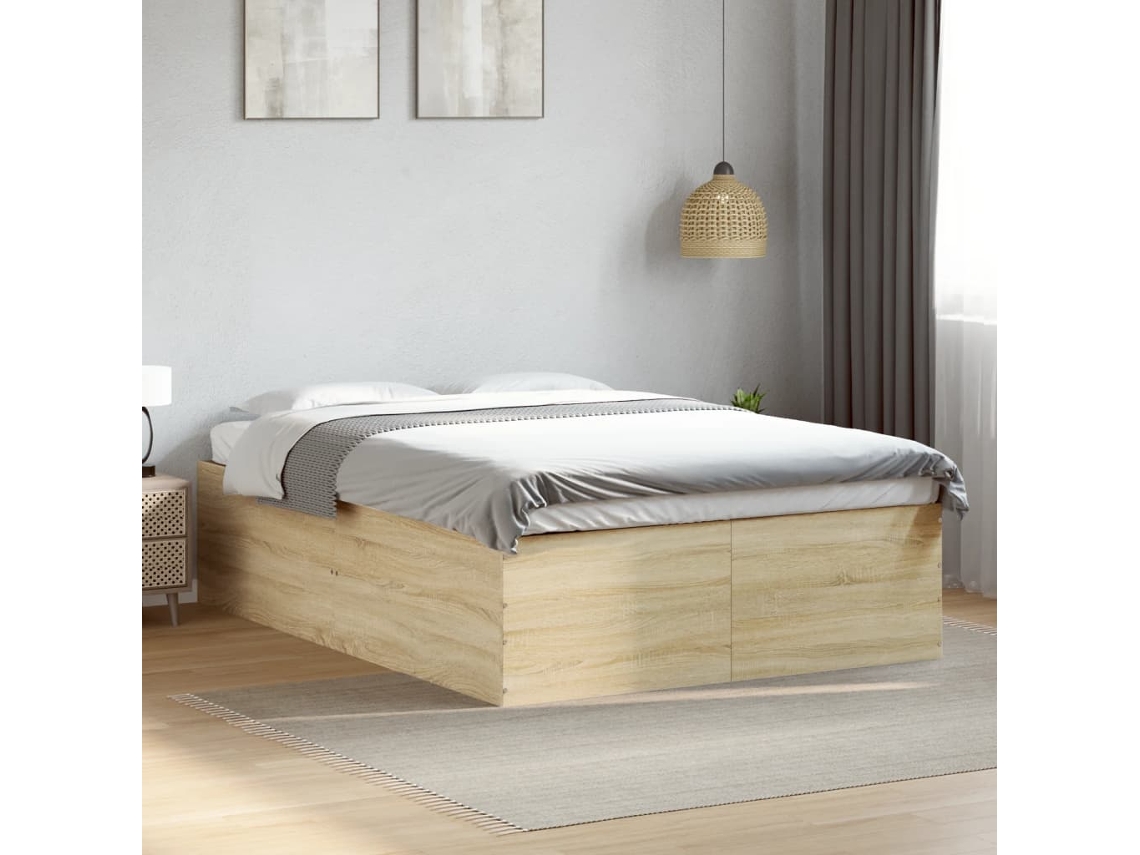 Estructura De Cama Madera De Ingeniería Roble Sonoma 120x200 Cm