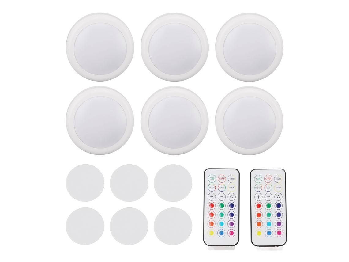 Luzes De Puck 13 Cores Com Controle Remoto E Pressionamento Operadas Por Bateria Para Cozinha Armário