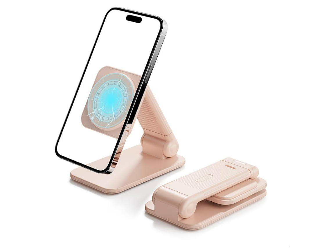 Soporte Magnético Plegable Para Iphone De Escritorio, Manos Libres, Altura Ajustable, Compatible Con Iphone 15, 14, 13 Y 12 (rosa)