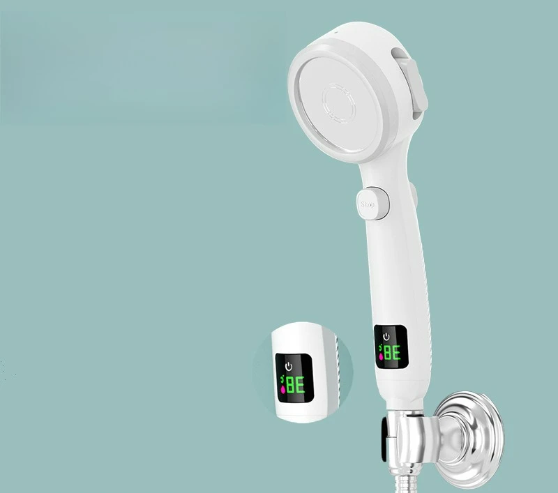Cabezal De Ducha Inteligente Con Pantalla Digital Led (blanco), Cabezal De Ducha Ahorrador De Agua Para Baño Con Aumento De Presión