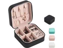 2026-caja De Joyería Portátil De Cuero Pu, Organizador Viaje Anillos Collares Pendientes Mujer Negro