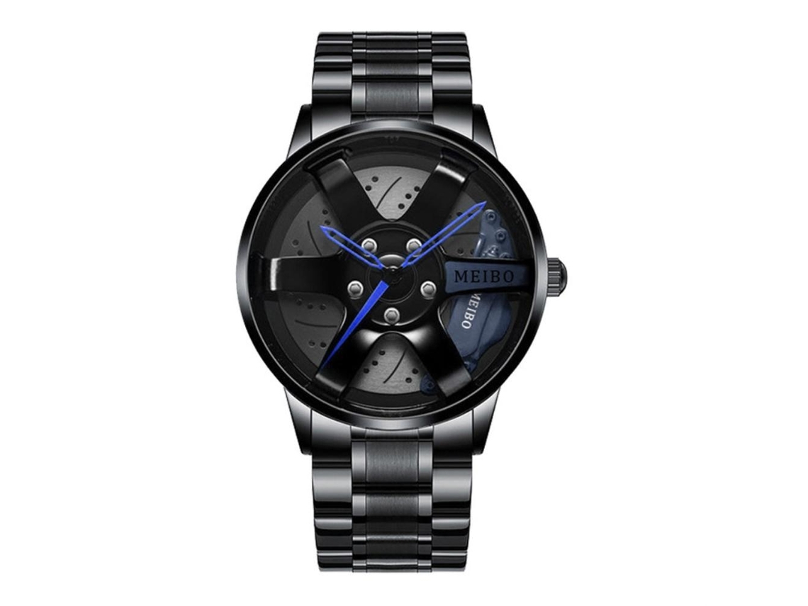 Reloj Deportivo Impermeable Para Hombre Con Diseño De Rueda De Coche, Acero Inoxidable 3d Hueco.
