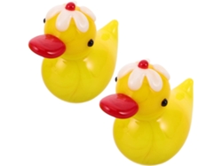Juego 2 Figuras Miniatura Patos Vidrio Soplado Amarillo Decoración Hogar Terrarios Lindo Adorno Colección