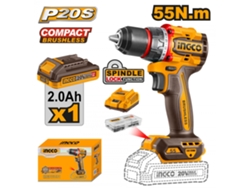 Destornillador 20v Brushless 55nm 1 Bat 2a Ca Maletín Refª Cdli205582e Ingco
