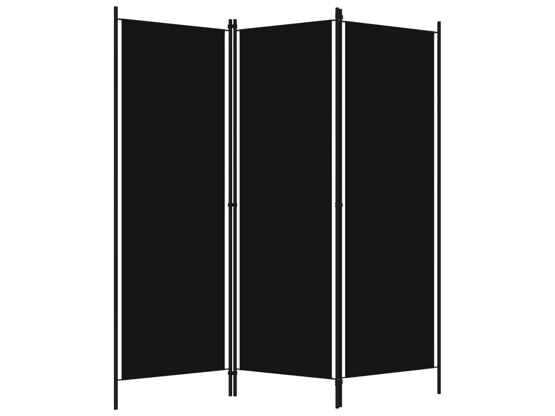 Separador de ambientes con 3 paneles, 150x180 cm, negro.