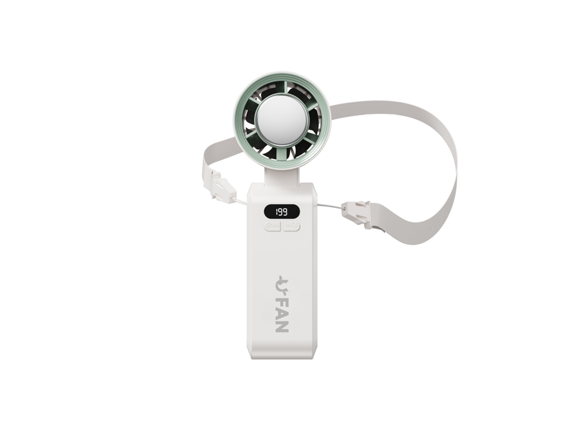 (blanco) Función De Enfriamiento - 5000 Mah - Velocidad Del Ventilador Ajustable - Ventilador De Cuello Usb Plegable