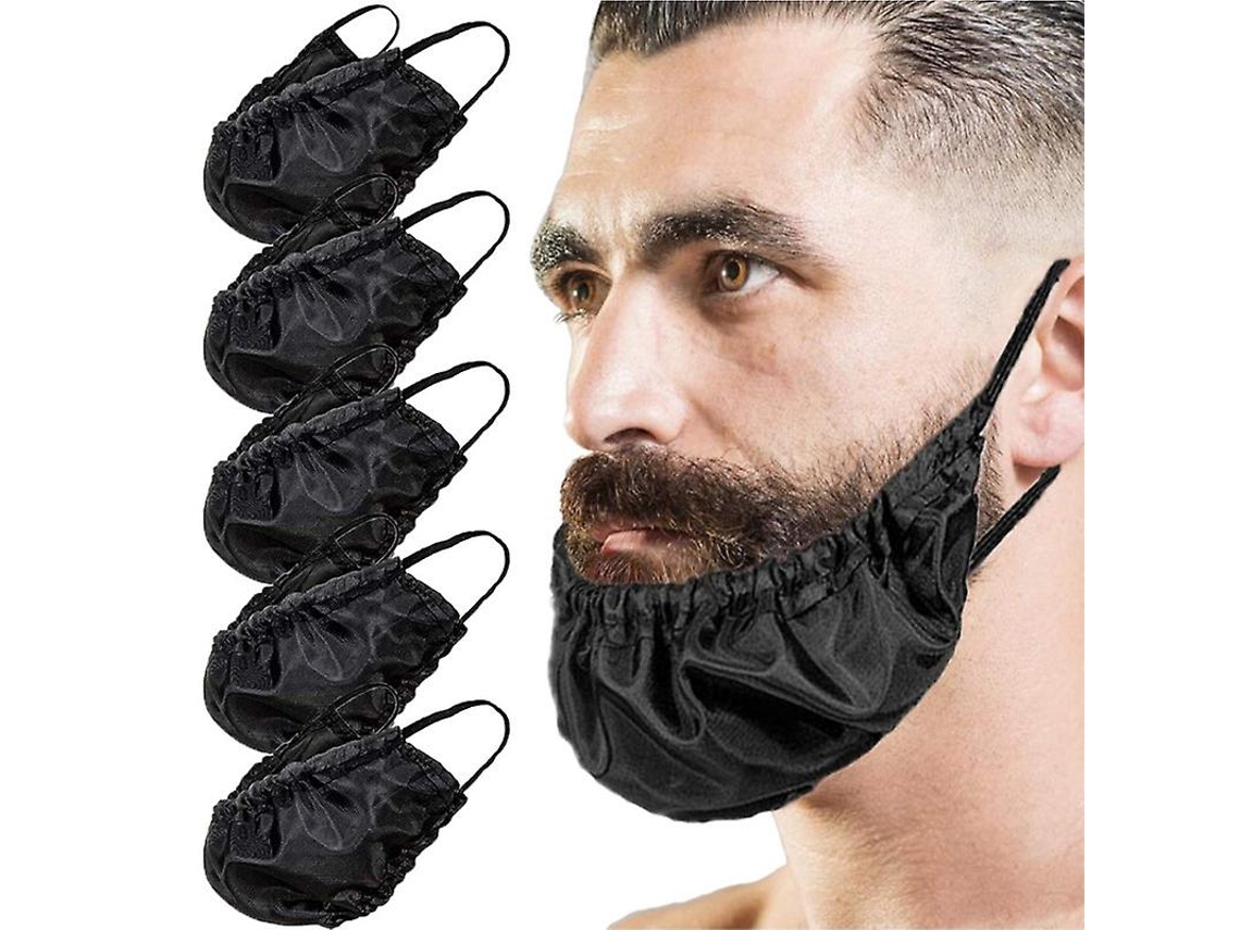 Juego de delantal facial de 5 piezas para afeitar, protector de barba, guardián de barba con banda elástica y malla impermeable.