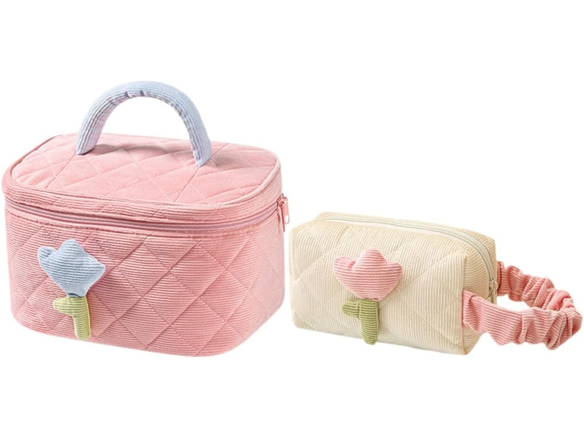 Neceser De Viaje De 2 Piezas Para Mujer Con Organizador De Maquillaje Y Cremallera.