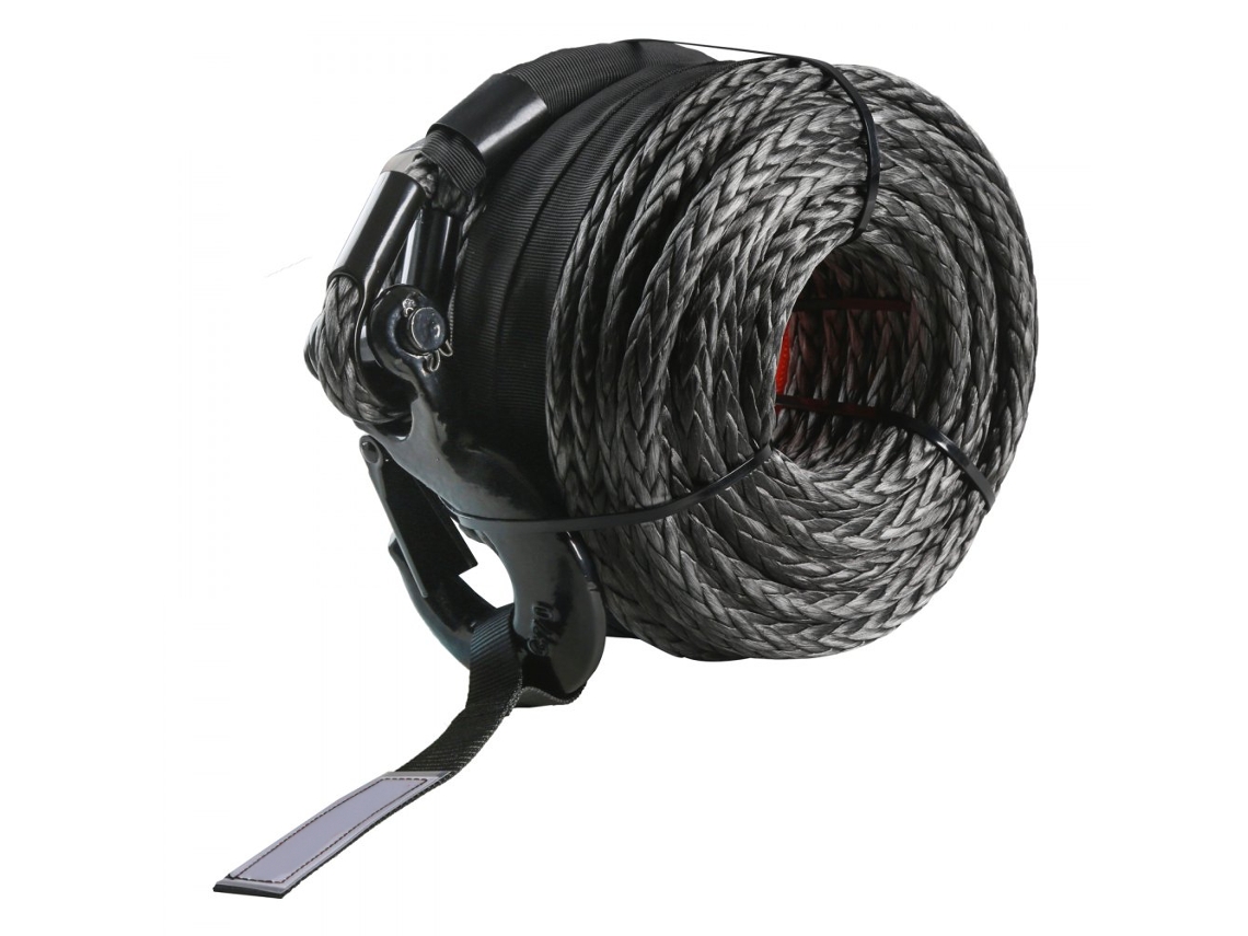 Cable sintético para cabrestante de 9,5 mm x 25,9 m, 26.500 lb, con cubierta y gancho, Tekmaquinas