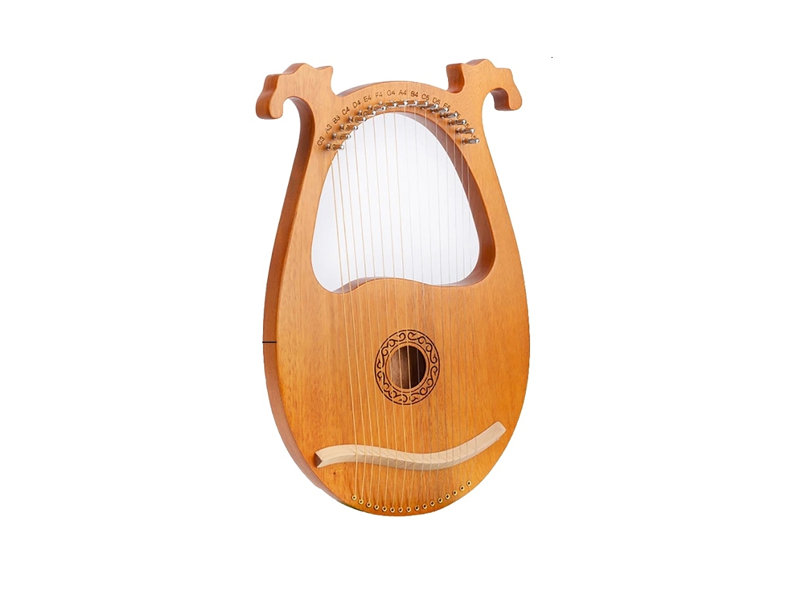 Arpa de lira, 16 cuerdas, construcción de caoba maciza, color de madera 2 OEM