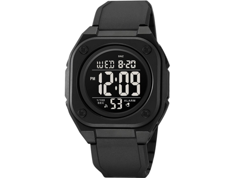 VEANXIN Reloj de pulsera deportivo resistente al agua con cronógrafo LED digital cuadrado-Negro