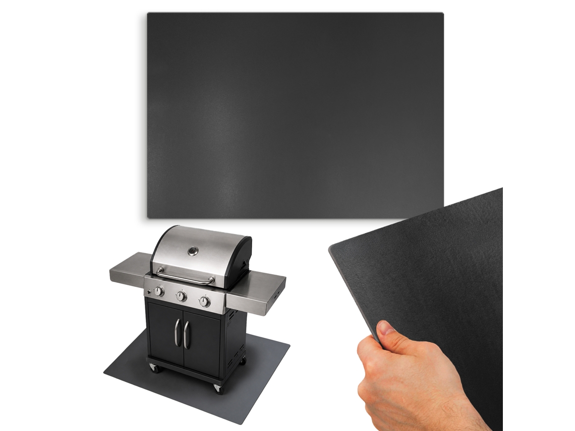 Base De Protección Para Barbacoa - Placa De Metal Negro Mate (100x70 Cm - Rectángulo)