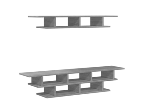 Muebles de TV de pared madera de ingeniería gris Sonoma VIDAXL (100 x 24 x 13 cm)