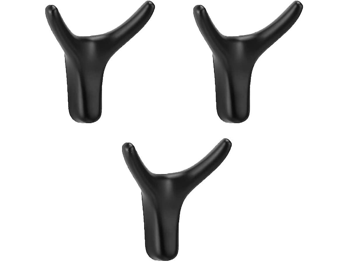 Rebe-perchero De Pared De 3 Piezas Con Gancho Doble Cabeza Animal Metal Duradero Para Abrigos Sombreros Llaves Negro