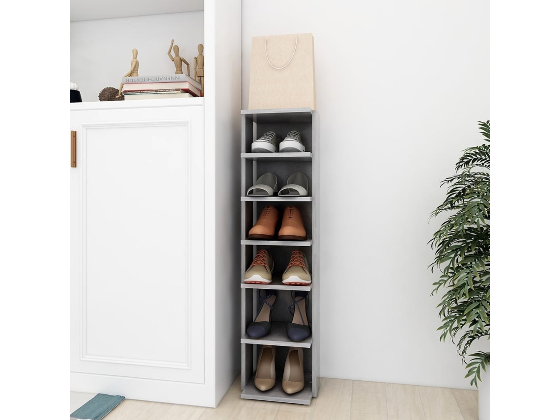 Zapatero Organizador en Derivados de Madera Gris Cemento 27,5X27X102 Cm