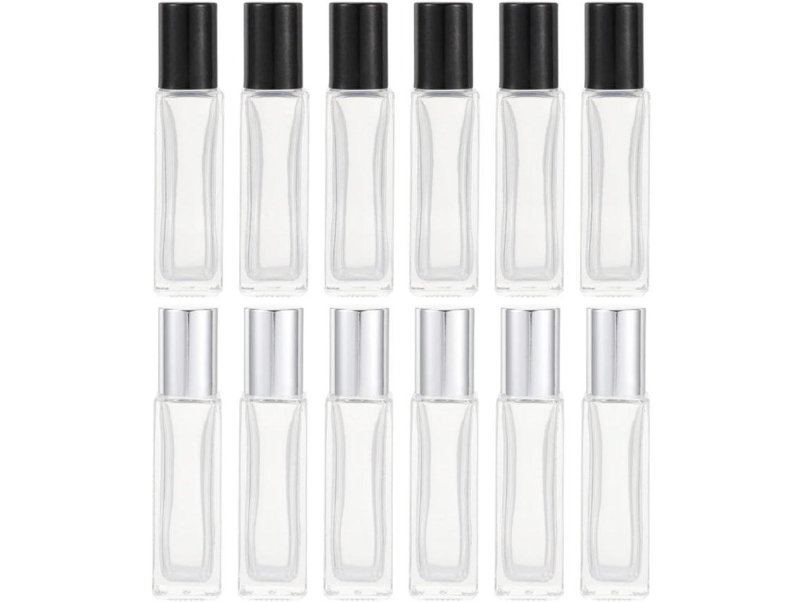 Paquete Vacío De 12 Botellas De Vidrio Grueso Con Sistema De Cierre Enrollable Para Aceites Esenciales Y Perfumes.