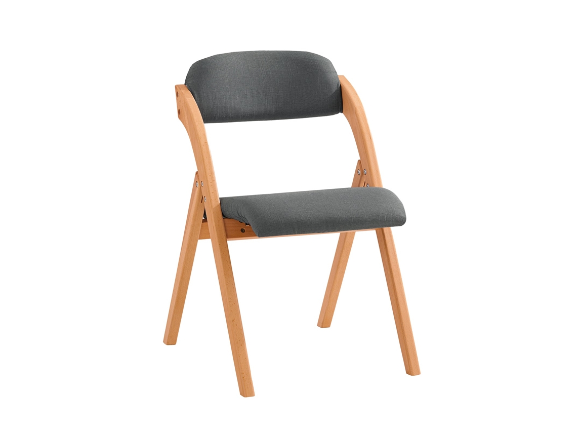 Silla Plegable de Madera con Asiento y Respaldo Tapizado SOBUY FST92-SG Gris Oscuro 47 x 60 x 77 cm