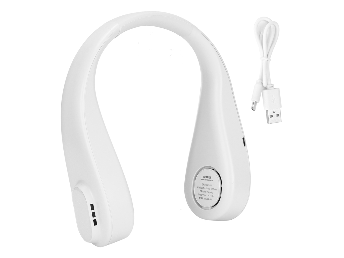 Mini Ventilador De Cuello Recargable, Portátil Y Silencioso Sin Aspas Para Deportes Al Aire Libre - Blanco