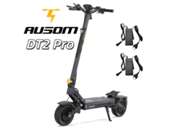 Potente patinete eléctrico Ausom DT2 Pro con 2 motores de 1100 W, batería de 52 V y 23,4 Ah, velocidad de 68 km/h, autonomía de 115 km, frenos hidráulicos, doble suspensión y 2 cargadores.