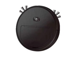 Aspiradora robot silenciosa recargable 3 en 1 con función de fregado inteligente para pelo, polvo y residuos, color negro