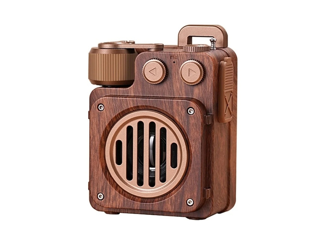 Radio retro con sonido HD y altavoz compatible con tarjetas de memoria, unidad flash USB, reproducción magnética externa, color marrón Yizhood