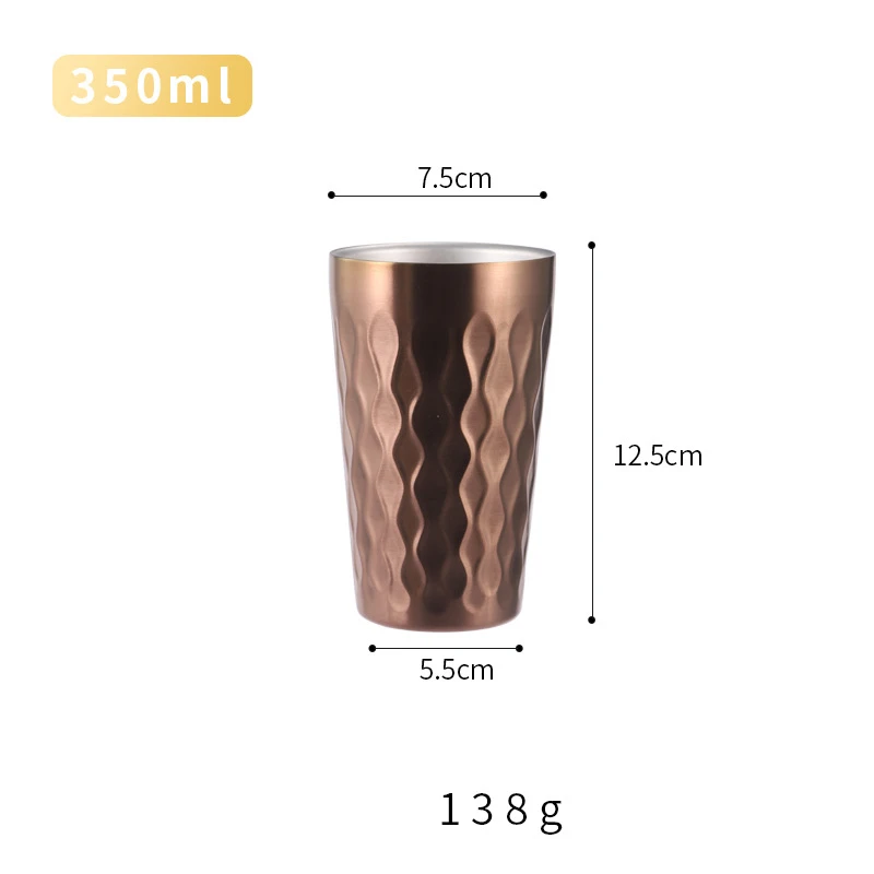 (oro Rosa 350 Ml) Taza De Café Con Doble Pared Aislante, Acero Inoxidable 304, Taza De Cerveza