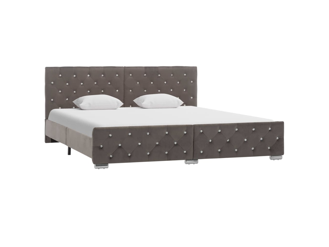 Estructura De Cama Sin Colchón Terciopelo Gris 180x200 Cm