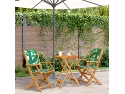 Conjunto de bistró de 3 piezas en madera maciza con estampado de hojas de DKD Home Decor