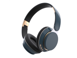 Auriculares Bluetooth con micrófono, plegables y retráctiles, para deportes, con ranura para tarjetas, color azul oscuro