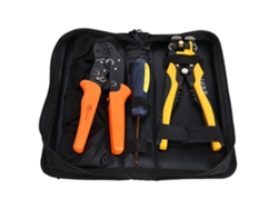 Alicates de crimpado manuales, pelacables de acero de alto carbono, 4 matrices, 1 destornillador.